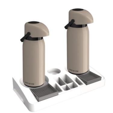 Imagem de Kit 2 Garrafa Térmica Verona 1,8l Bege + Bandeja Organizadora Unitermi