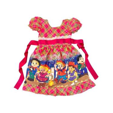 Imagem de Vestido infantil festa junina caipirinha - Kids, Rosa escuro, 6/8 anos