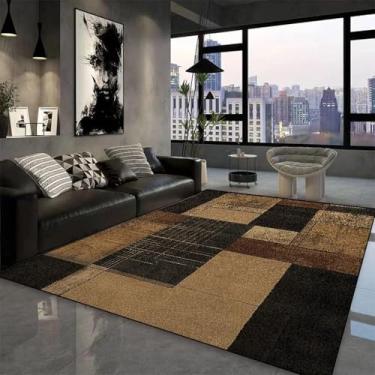 Imagem de Tapete geométrico moderno para sala de estar, sofá, mesas de centro, decoração de quarto, tapete lavável, cabeceira, tapetes de pelúcia (3,2 x 6,5 pés (100 x 200 cm) / JH060-Flannel-10)