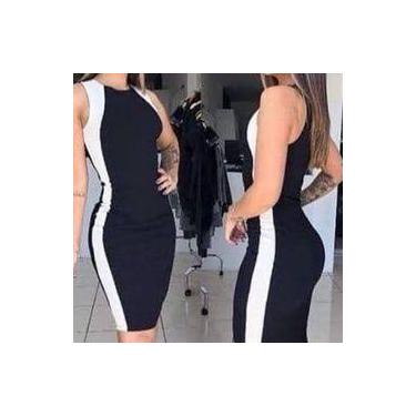 Imagem de Vestido listra lateral regata malha canelada feminina - Filó Modas