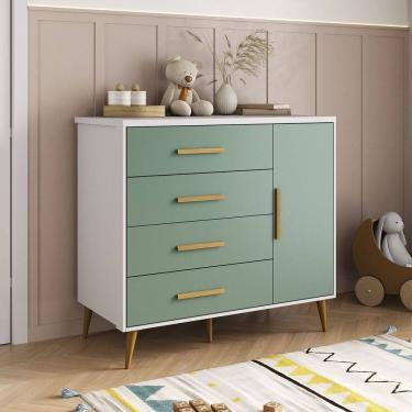 Imagem de Cômoda para Quarto Infantil Kids Espresso Móveis Branco/Verde