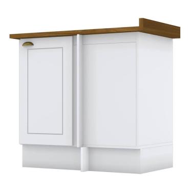 Imagem de Balcão Canto Reto 1 Porta Americana Branco Com Tampo Nature - Móveis Henn Branco-nature