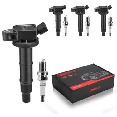 Imagem de CASEONJAN Pacote de bobinas de ignição UF333 e velas de ignição irídio, compatível com Toyota Camry Corolla Highlander Matrix RAV4 Solara Lexus HS250h Scion XB TC 2.4L L4 2001-2015 para UF494 UF333