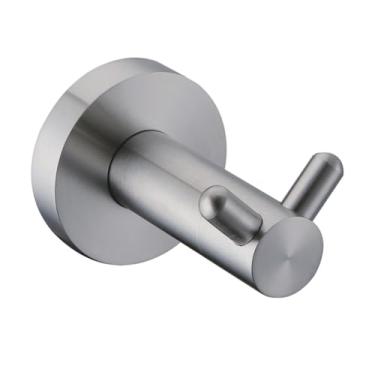 Imagem de Conjunto de banheiro em níquel escovado - porta-papel, barra de toalha e gancho para roupão | Aço inoxidável fosco, 5 peças, gancho para roupão