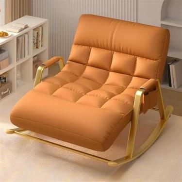 Imagem de Cadeira de balanço dupla com bolso lateral, capacidade de 250 kg, cadeira de balanço estofada para quarto e sala de estar, cadeira moderna, laranja, moldura dourada