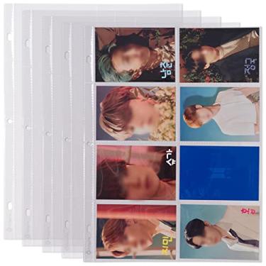 Imagem de hihaba 8 bolsos (10 x 7 cm) (10 folhas) de bolso transparente, páginas de refil de álbum de fotos para cartões fotográficos Kpop, beisebol, cartões de troca, serve para fichário com 3 anéis