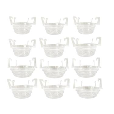 Imagem de IEUDNS 12 peças de pires transparentes para plantas com gancho para drenagem de água, bandejas redondas para vasos de plantas, para peitoril de janela,