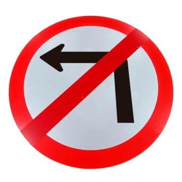 Imagem de Kit 3 Placas de Sinalização, Condomínio, Proibido Virar à Esquerda, Refletiva, 40cm, em ACM 3mm (alumínio composto)