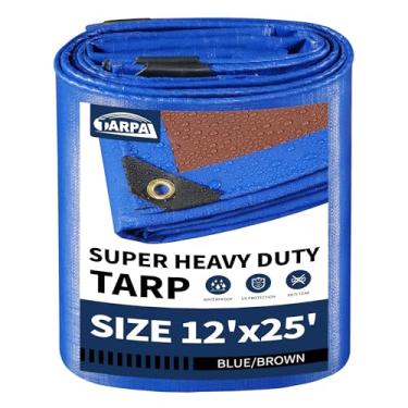 Imagem de TARPAL Lona impermeável de 30 x 60 m, lona resistente de 16 mil, com ilhós de metal a cada 45 cm, lonas multiuso à prova de rasgos e rasgos, proteção UV coberta, piscina, carro, lenha, móveis (azul