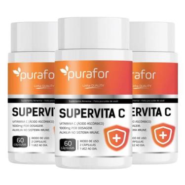 Imagem de Kit 03 Vitamina C 1000mg l SUPERVITA C Purafor I 60 Cápsulas  Imunidad