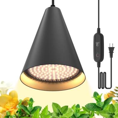 Imagem de Bstrip Luzes suspensas de cultivo, luminária pendente moderna preta, LED de 25 W, 450 lúmens, branco quente, 3000 K, jardim interno, 2 unidades, cabo de alimentação de 16,4 pés com temporizador