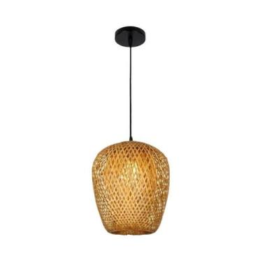 Imagem de Luminária Pendente de Bambu e Rattan - Design Manual Trançado para Sal