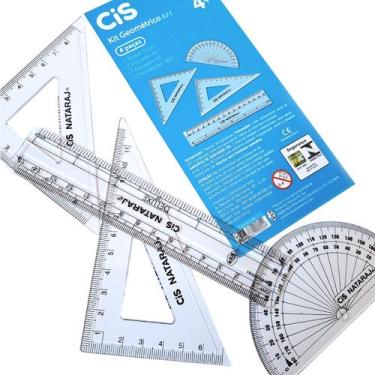 Imagem de Kit Desenho Geométrico 15cm CIS Régua Esquadros Transferidor Escolar
