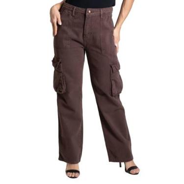 Imagem de Calça Sarja Sawary Reta Petit - 280527 Marrom, Marrom, 42