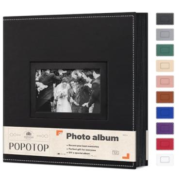 Imagem de popotop Álbum De Fotos 4X6 Com 500 Bolsos E Capa Dura Couro, Livro Grande 50 Páginas Para Família, Viagens, Casamento, Presentes Bebês