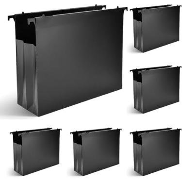 Imagem de Pastas de arquivo suspensas de capacidade extra de plástico, tamanho de carta, bolso expansor de 4 polegadas com divisores, serviço adequado para arquivamento, organizador certificado (6 pacotes)