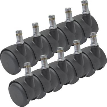 Imagem de Rodízio Giratório SQ90 Rodinha Para Cadeira Preto 40Kg - 10 Un Borrach