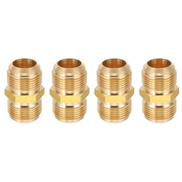 Imagem de PATIKIL Conector alargador macho de 3/10.2 cm x 3/10.2 cm, 4 peças, adaptador de latão SAE de 45 graus, acoplador de tubo de união, encaixe de tubulação para refrigeração de linha de gás de ar HVAC
