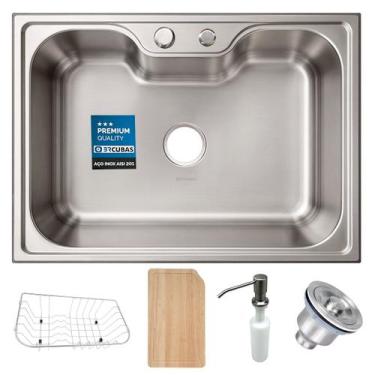 Imagem de Kit Cuba 70X50 + Acessórios Cozinha Gourmet em Aço Inox 201 - BR CUBAS