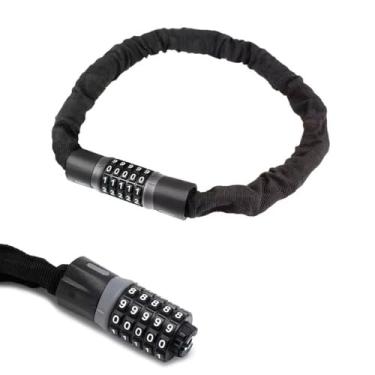 Imagem de Cadeado Corrente Para Bicicleta e Moto Antifurto com Senha Portátil Trava De Bike Capacete Combinação Números Com Senha 5 Dígitos