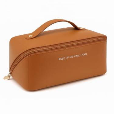 Imagem de Necessaire Feminina para Maquiagem, Organizador de Cosméticos, Bolsa de Viagem (Marrom Caramelo)
