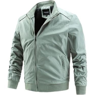 Imagem de Jaquetas Corta-vento Masculinas Esportes Negócios Sólido Simples Slim Fit Jaqueta, Light Green, L