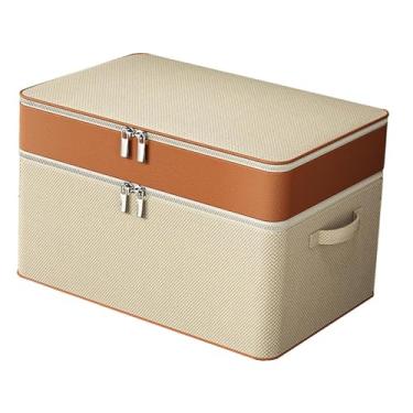 Imagem de IEUDNS Saco para Guardar Colchas E Roupas, Caixa de Armazenamento à Prova de Poeira, 2 camadas 70x50x40cm, Tamanho real