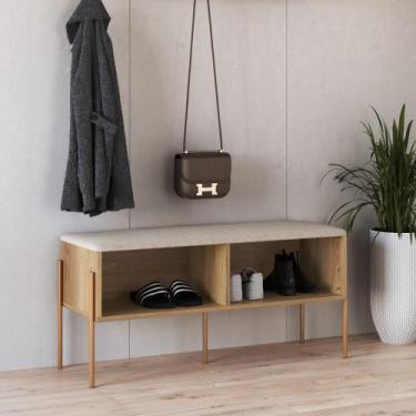 Imagem de Sapateira Banco Bárbara Estofada 93cm Pé Metal Boho Móvel na Caixa, Ha