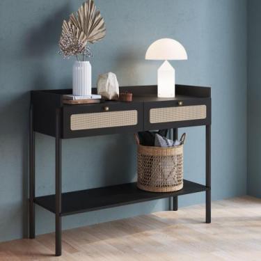 Imagem de Aparador Zeus 2 Gavetas 103cm Palhinha Pé Madeira Boho Móvel na Caixa,