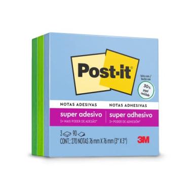 Imagem de Post-it, 3M, Bloco de Notas Adesivas, Coleção Oasis, 76x76mm, 270 folhas