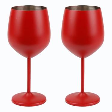 Imagem de Phefop Tiradas de Vinho de Aço Inoxidável de Acabamento Fosco Vermelho, Design de Haste Alta, Ideal para Coquetéis e Champanhe, Embalado Em Uma Atraente Caixa de Presente para Amantes (e)