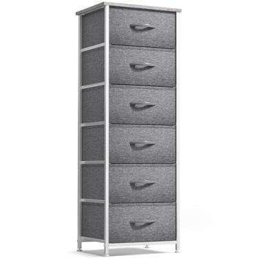 Imagem de Sorbus Cômoda de tecido para quarto infantil – baú com 6 gavetas, torre de armazenamento alta, organizador de roupas, para armário, sala de jogos, para berçário, estrutura de aço, caixas de tecido