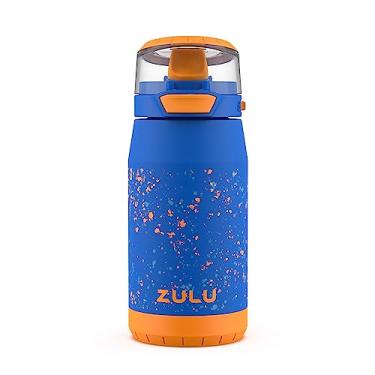 Imagem de ZULU Garrafa de água infantil flexível com isolamento de aço inoxidável de 340 g, copo infantil com bico de silicone, tampa dobrável à prova de vazamento e alça de transporte para mochila escolar