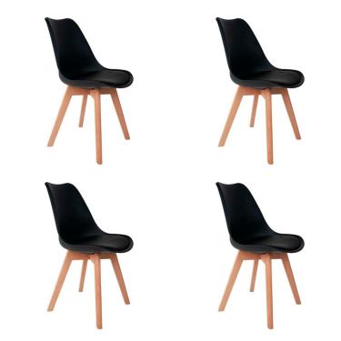 Imagem de Conjunto com 4 Cadeiras Saarinen Wood Preto