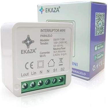 Imagem de Modulo Interruptor Smart Inteligente Mini Embutido Ekaza T109 Wifi Branco Embutir Comando de Voz app Celular