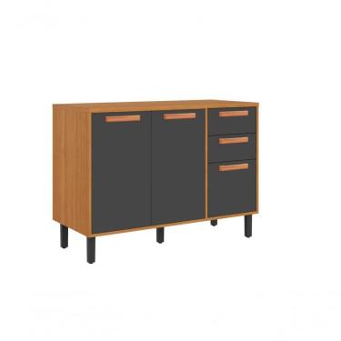 Imagem de Balcão 3 Portas 2 Gavetas 120cm Com Tampo Nápoles - Itatiaia Cinamomo-grafite