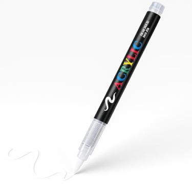 Imagem de Canetas de tinta acrílica branca marcadores permanentes para tela de rocha, tecido de vidro de madeira, kit de pintura de unhas de cerâmica, caneta de arte