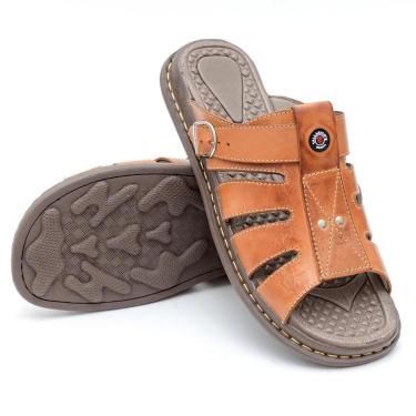 Imagem de Sandália Anti Stress Chinelo Masculino Ortopédico Couro-Masculino