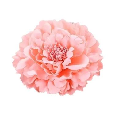 Imagem de Grampo De Cabelo Feminino Flor Peônia Boêmia Chapéu De Palha Acessório