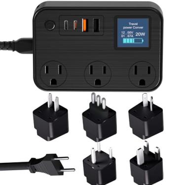 Imagem de WAUDM Conversor De Plugue De 350 W Com 2 Usb E 2 Usb-C (20 W Pd) Conversor De Viagem Internacional De Carregamento Rápido Para 220 V A 110 V Para 100 V-240 V E Incluindo Plugues Eua/Ue/Reino Unido/Í