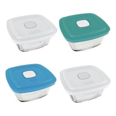 Imagem de Jogo De 4 Potes Vidro Marmita Facillita 1L Quadrado Sortido - Nadir Fi