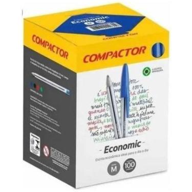 Imagem de 100 Canetas Esferográfica Ponta Média Azul Compactor