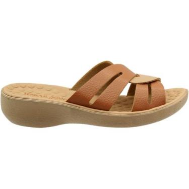 Imagem de Tamanco Slide Terra e Água Comfort Tiras Cruzadas Feminino, Bege, 38