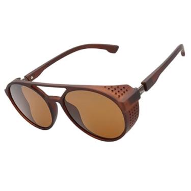 Imagem de Óculos de Sol Redondo Steampunk Retrô Vintage Premium Proteção UV400 em Acetato Italiano Estilo Clássico Moderno Unissex Masculino Feminino - Modelo Floripa - Cacife Brand (Marrom)
