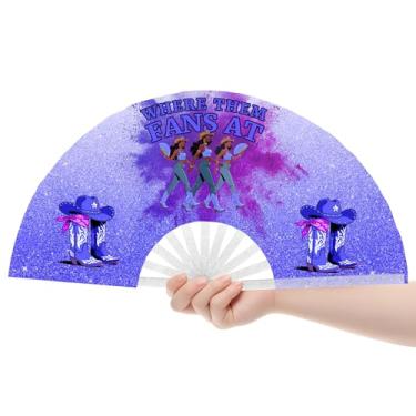 Imagem de Ventilador de botas no chão, fãs de dança de linha, ventilador de pop de dança de linha, leques dobráveis de festival grande ocidental, 66 cm (azul)
