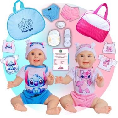 Imagem de Bebê Reborn Boneca Mayze Gêmeos Stitch E Angel Com Bolsa - ADORA REBOR