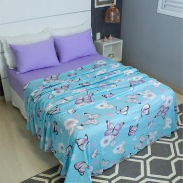 Imagem de Lençol Casal Sem Elástico Malha Estampada 100% Algodão Para Se Cobrir 2,20 x 2,20m Toque Macio, Conforto e Durabilidade Cozzilar (Modelo 2)