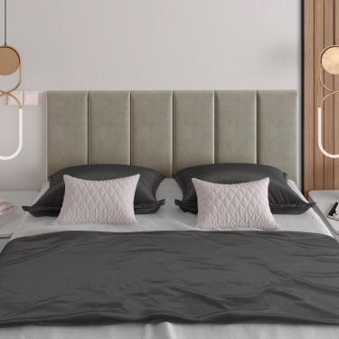 Imagem de Cabeceira Almofadada Queen 160 Cm Paris - Suspensa Suede Mdf Pérola - Movelove