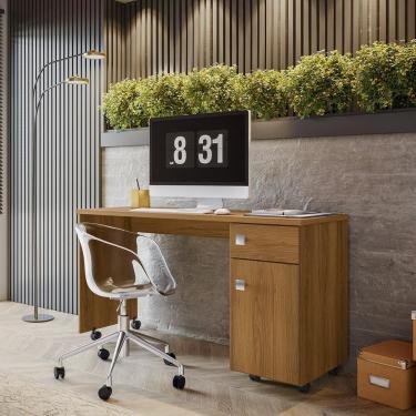 Imagem de Escrivaninha Office Malta - 1 Gaveta Com Chave E Rodízios Freijó - Lukaliam Móveis Freijó