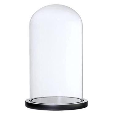Imagem de BLWOTMOR Cloche de Vidro com Cúpula E Base de Madeira para Suporte de Paisagem Floral, Preto F, Tamanho real